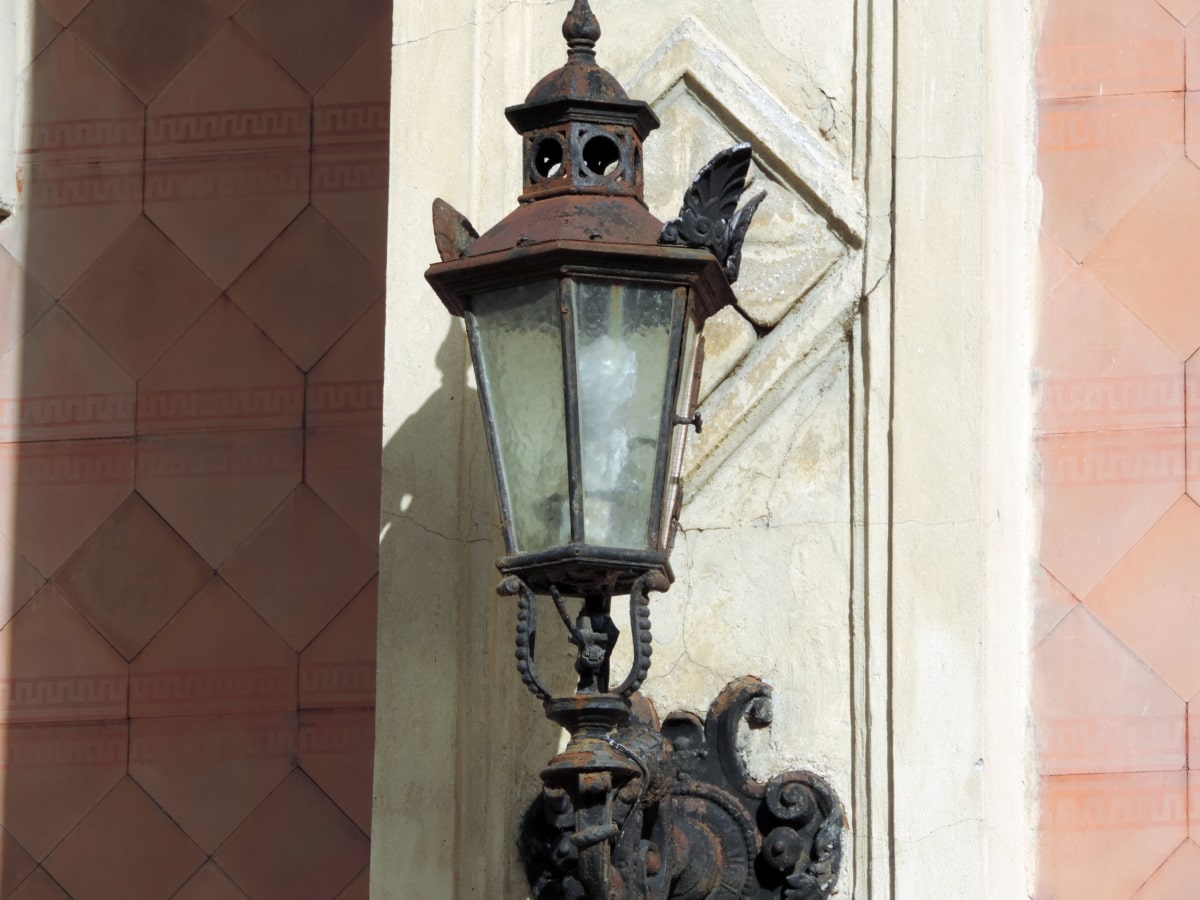 barroco, ferro fundido, Gótico, feito à mão, lanterna, antiga, antiguidade, estilo arquitetônico