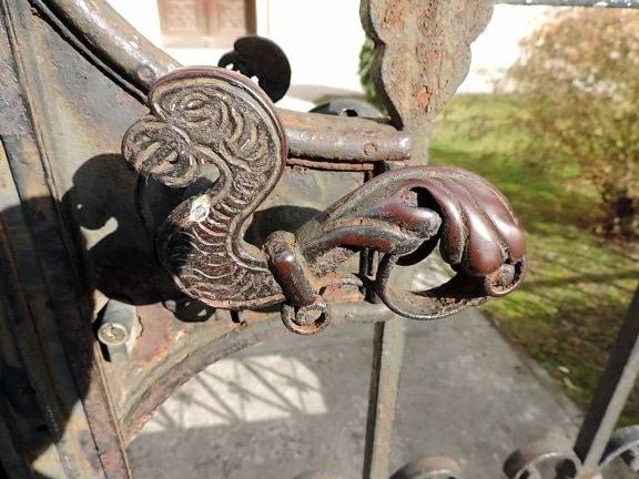 cast iron, front door, action, ancient, antique, architecture, art, chain