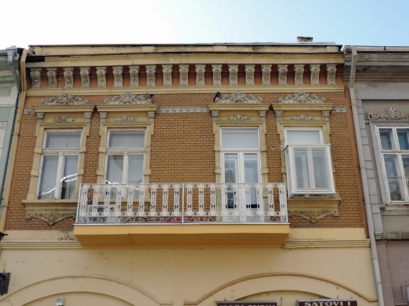 barokní, dům, architektura, balkon, okno, fasáda, budova, město