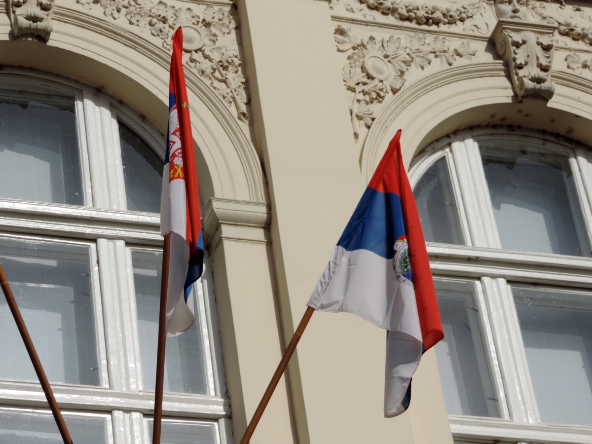 demokracie, státní znak, vlajka, Pýcha, Srbsko, architektura, Správa, budova