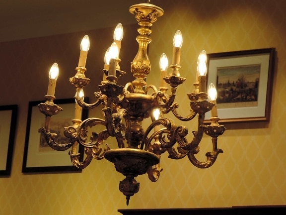 barokk, viktoriansk, lampe, lysekrone, dekorasjon, levende lys, religion, lykt