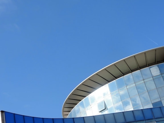 azul, céu azul, perspectiva, moderna, edifício, arquitetura, futurista, cidade