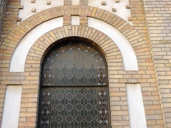 fachada, hecho a mano, medieval, mosaico de, religiosa, pared, ventana, arquitectura