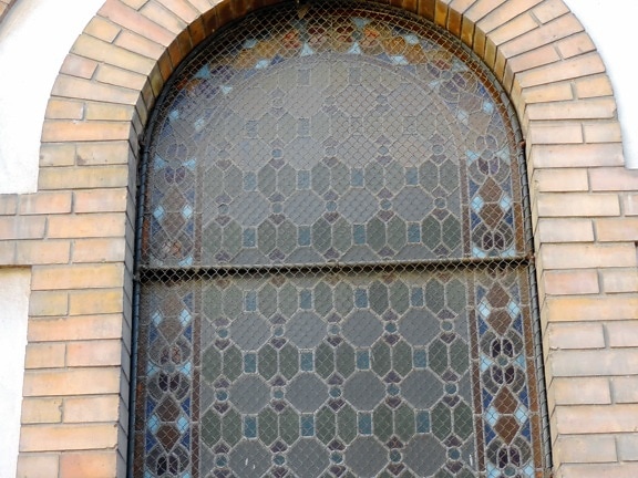 hecho a mano, medieval, mosaico de, arquitectura, pared, ventana, antiguo, ladrillo