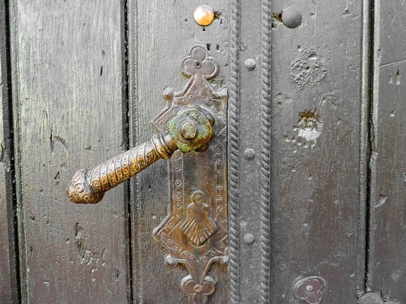 theo cách Á rập, kiến trúc Baroque, cửa trước, xử lý, làm bằng tay, cửa, cũ, khóa