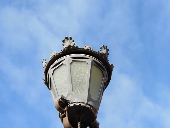 baroque, blue sky, cast iron, lamp, architecture, atmosphere, outdoors, old