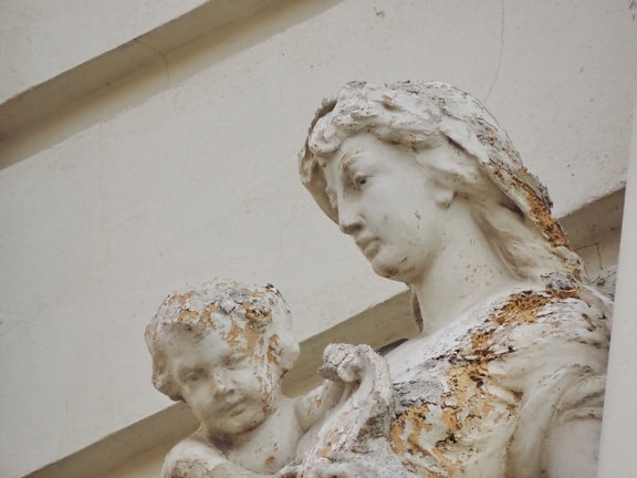 baroque, enfant, femmes, statue de, sculpture, art, marbre, antique