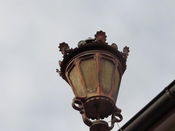 gietijzer, lantaarn, lamp, het platform, oude, stad, buitenshuis, antieke
