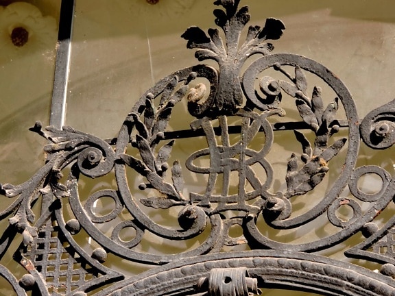 baroque, fer de fonte, en détail, à la main, symbole, vieux, en acier, fer