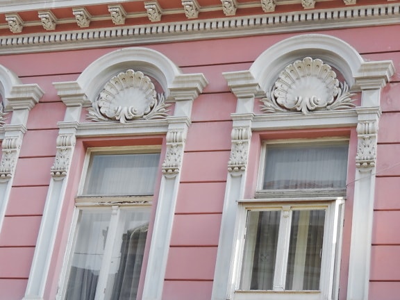 Barock, Dekoration, Rosa, Fenster, Fassade, Architektur, Erstellen von, Haus