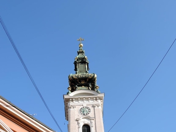 Torre de la iglesia, Cruz, oro, ortodoxa, Serbia, Iglesia, arquitectura