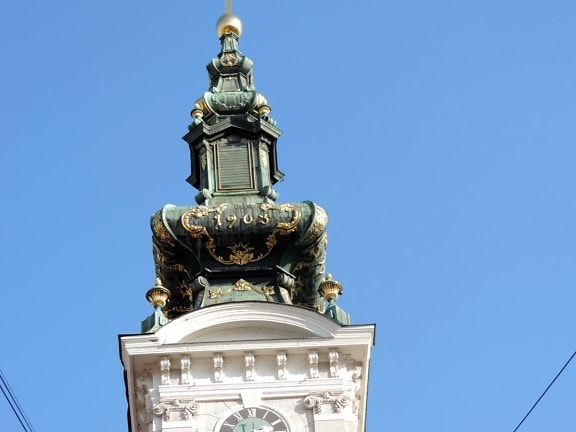 baroque, church tower, cross, orthodox, Serbia, spirituality, pedestal, building