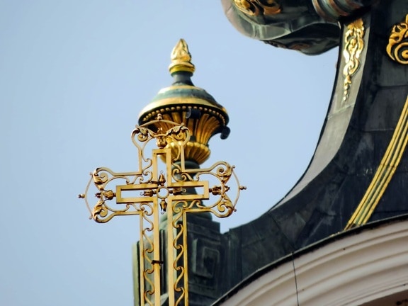 arabeska, barok, križ, zlato, zgrada, katedrala, religija, kupola