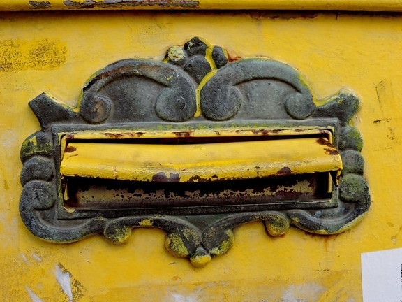 barroco, ferro fundido, caixa do correio, caixa de correio, velho, sujo, ferro, antiguidade