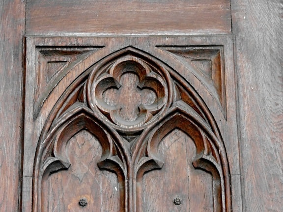 träsnideri, gotiska, handgjorda, dörröppning, ingång, Gate, dörr, arkitektur