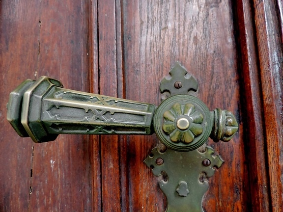 antik, messing, koristeellinen, foran døren, håndlavede, Nøglehullet, Lås, døren