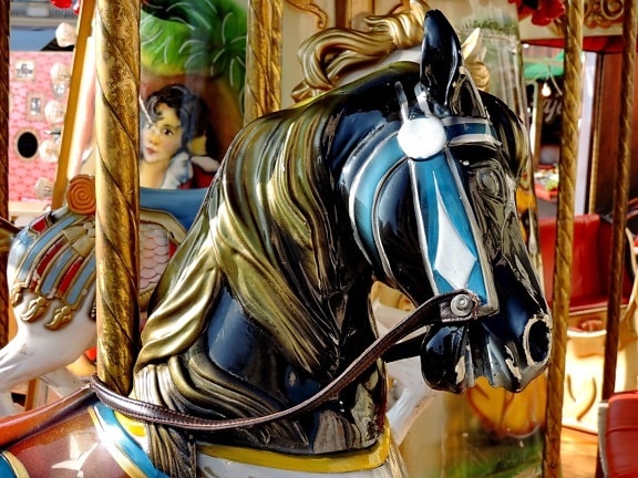 kleurrijke, paard, speelgoed, mechanisme, carrousel, Carnaval, Entertainment, plezier
