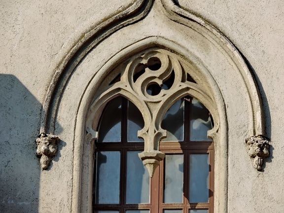 Arabesque, gotický, okno, fasáda, architektura, budova, staré, starověké