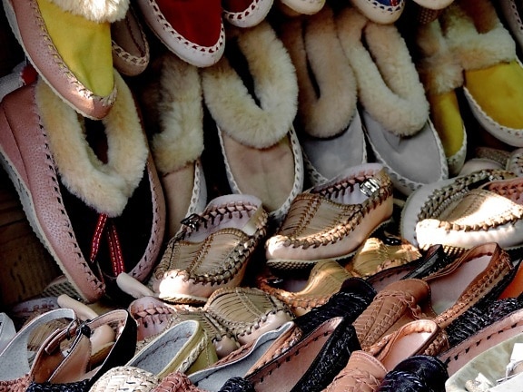 обувки, ръчно изработени, обувки, Магазин, традиционни, декорация, много, едър план