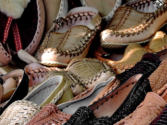 Bazar, à la main, en cuir, chaussures, à pied, mode, décoration, traditionnel