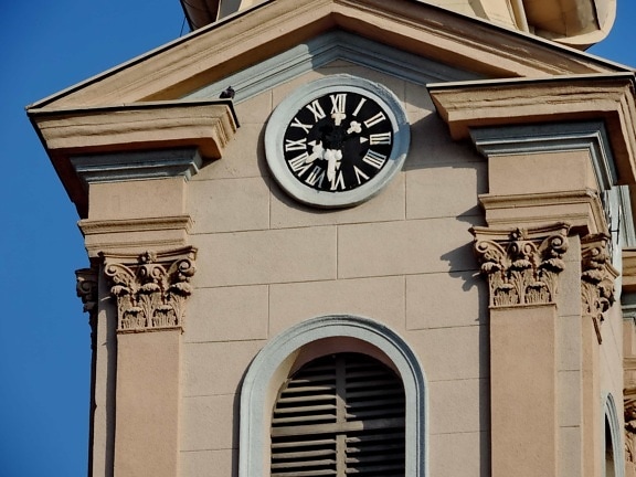 Църквата кула, часовник, архитектура, аналогов часовник, часовник, сграда, Прозорец, фасада