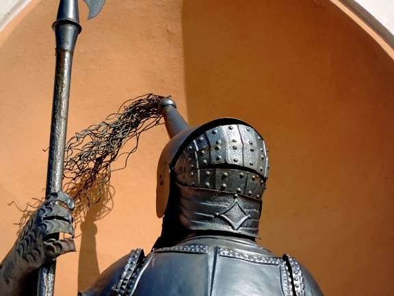 cast iron, helmet, knight, medieval, statue, people, armor, old