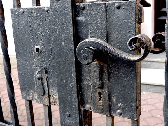 cast iron, front door, gate, fastener, iron, latch, lock, security