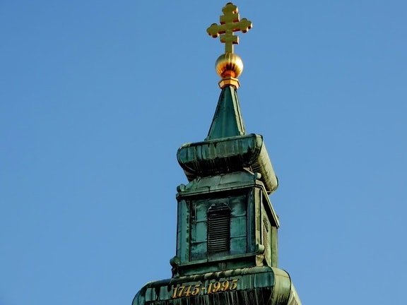 kirkon torni, rajat, Ortodoksinen, arkkitehtuuri, ulkona, vanha, perinteinen, sininen taivas