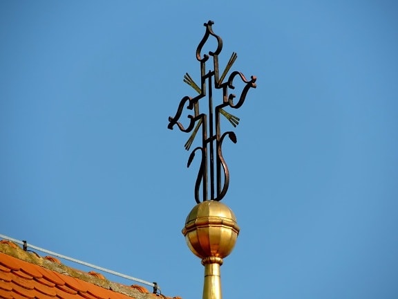 ferro fundido, Cruz, Igreja Ortodoxa, arquitetura, ao ar livre, luz do dia, céu azul, velho