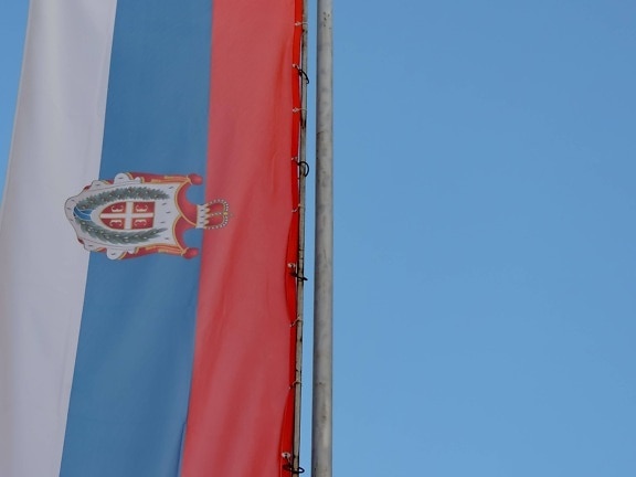 날짜, 플래그, 독립, 세르비아, 삼 색, 야외에서, 바람, 애국 심