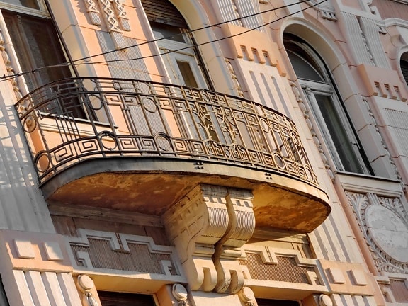 balkon, barokní, litina, centrum města, Srbsko, architektura, budova, město
