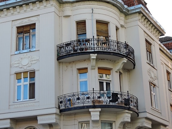 balcón, hierro fundido, cerca de, arquitectura, construcción, Casa, Ciudad, fachada