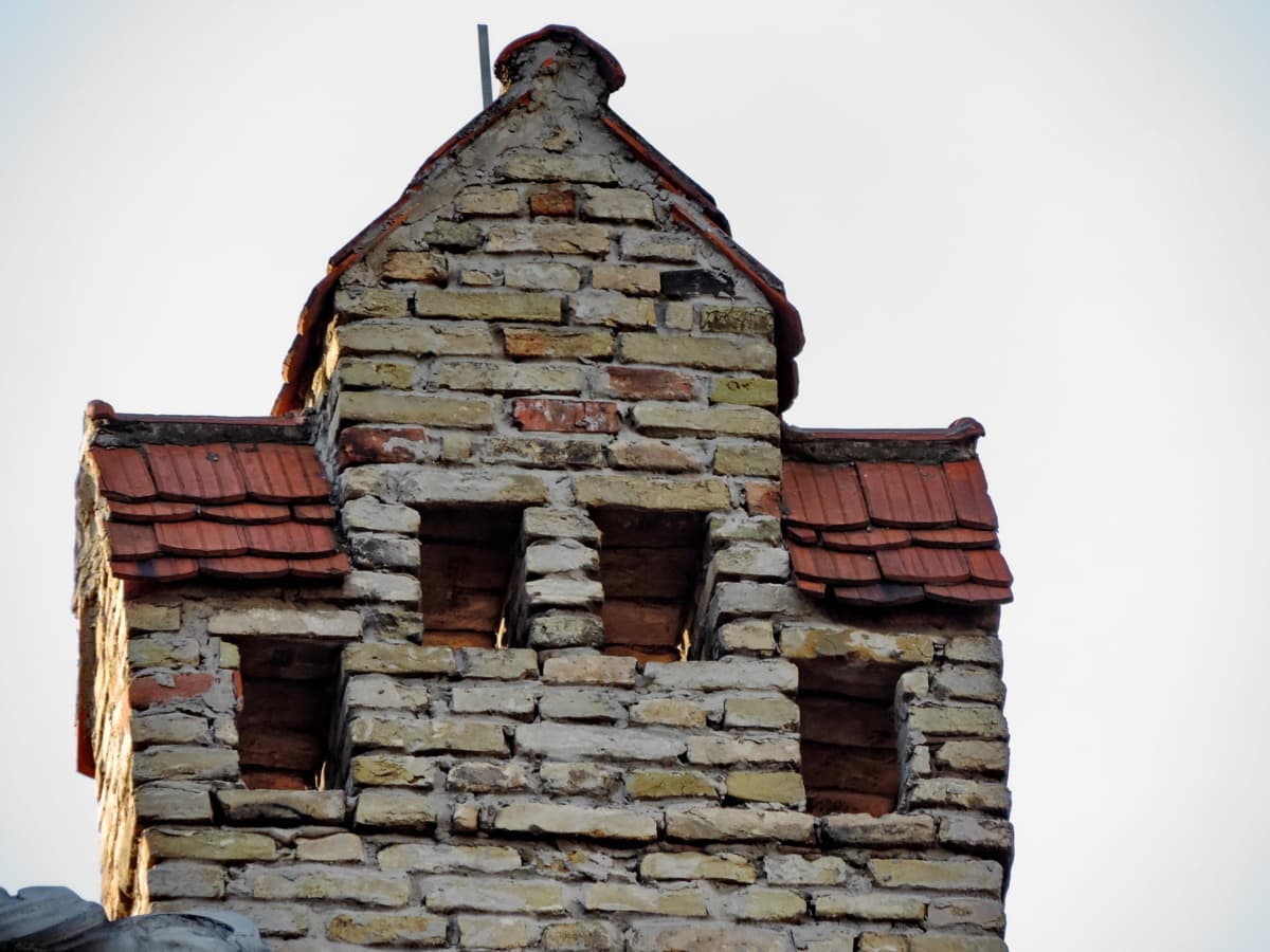 cheminée, toit, sur le toit, vieux, architecture, Création de, mur, maison