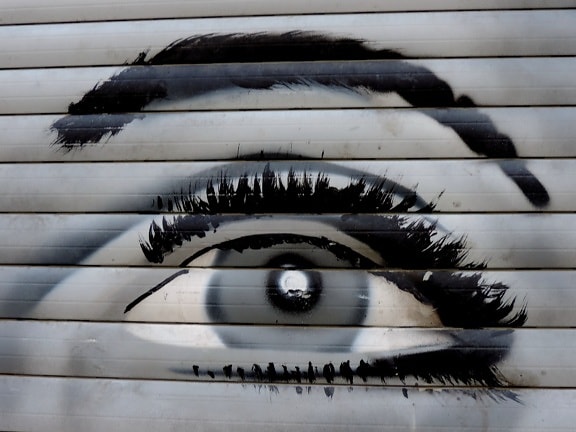 øje, øjeæblet, øjenvipper, graffiti, urban, gade, abstrakt, arkitektur