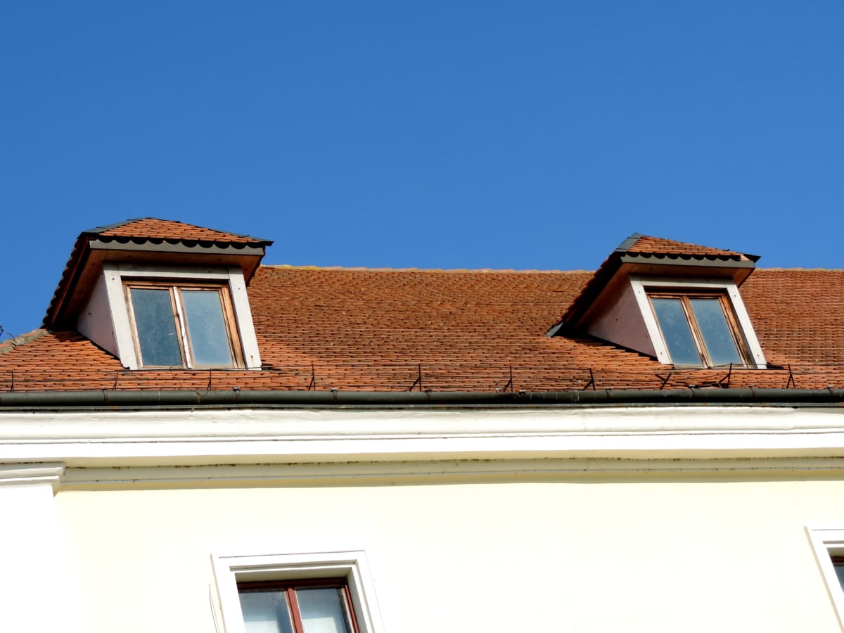 Fliese, Dach, Haus, Erstellen von, Fenster, Architektur, auf dem Dach, Immobilien