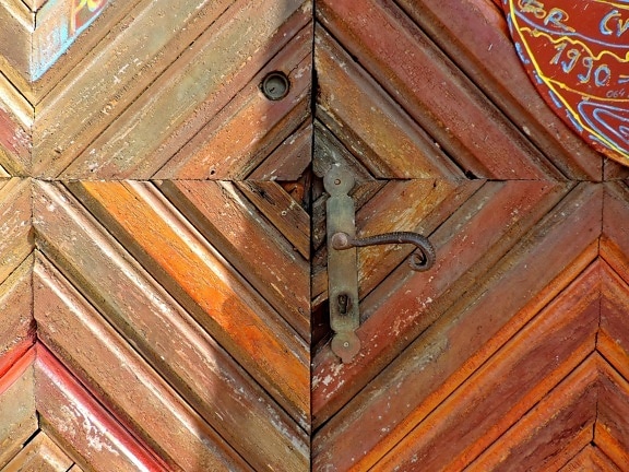 arte, carpenteria, colorato, porta d'ingresso, quercia, vecchio, in legno, legno