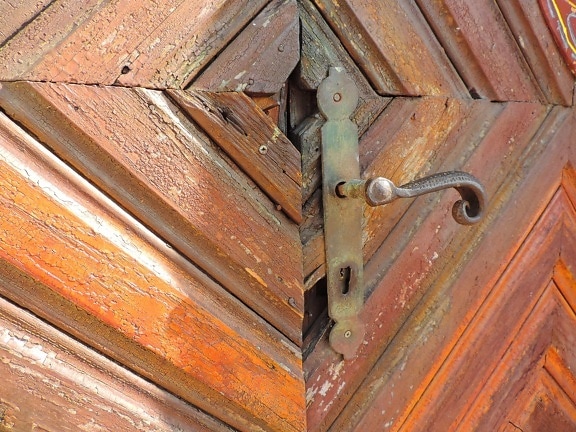 besi cor, dekorasi, pintu depan, buatan tangan, kayu, kunci, kayu, pintu