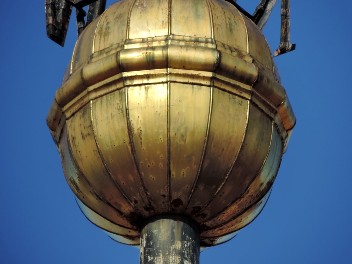 brass, architecture, building, dome, outdoors, old, blue sky, tower