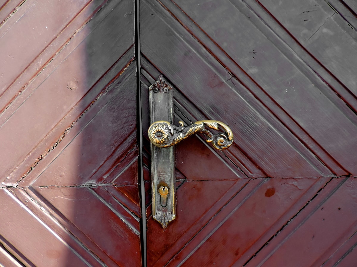 baroque, brass, front door, old, container, chest, handle, lock