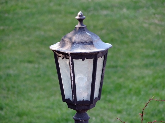 lantern, lamp, grass, antique, vintage, old, outdoors, light
