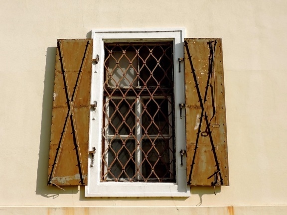 lijevano željezo, prozor, arhitektura, stari, okvir, kuća, zgrada, zid