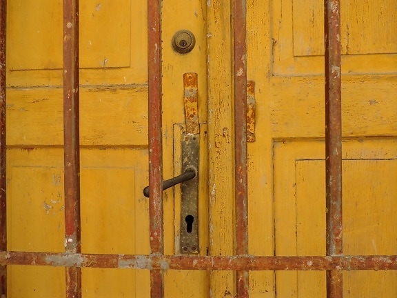 přední dveře, zámek, uzávěr, dřevěný, staré, dřevo, dveře, zeď