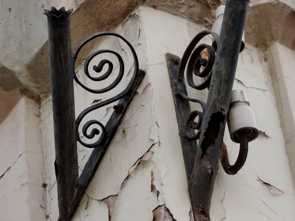 abandonado, arte, barroco, ferro fundido, detail, fachada, feito à mão, velho