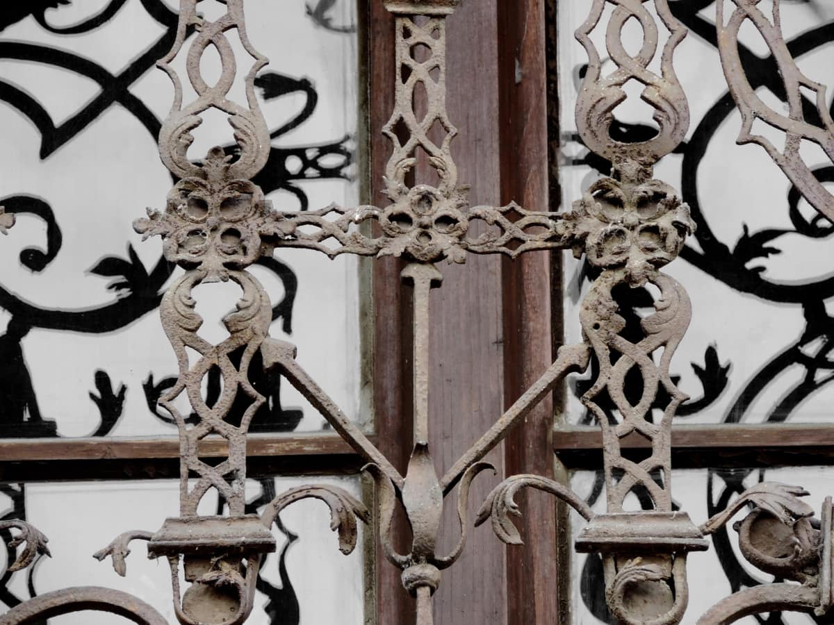 ghisa, Cattolica, Croce, finestra, decorazione, oggetto d'antiquariato, vecchio, Ferro da stiro