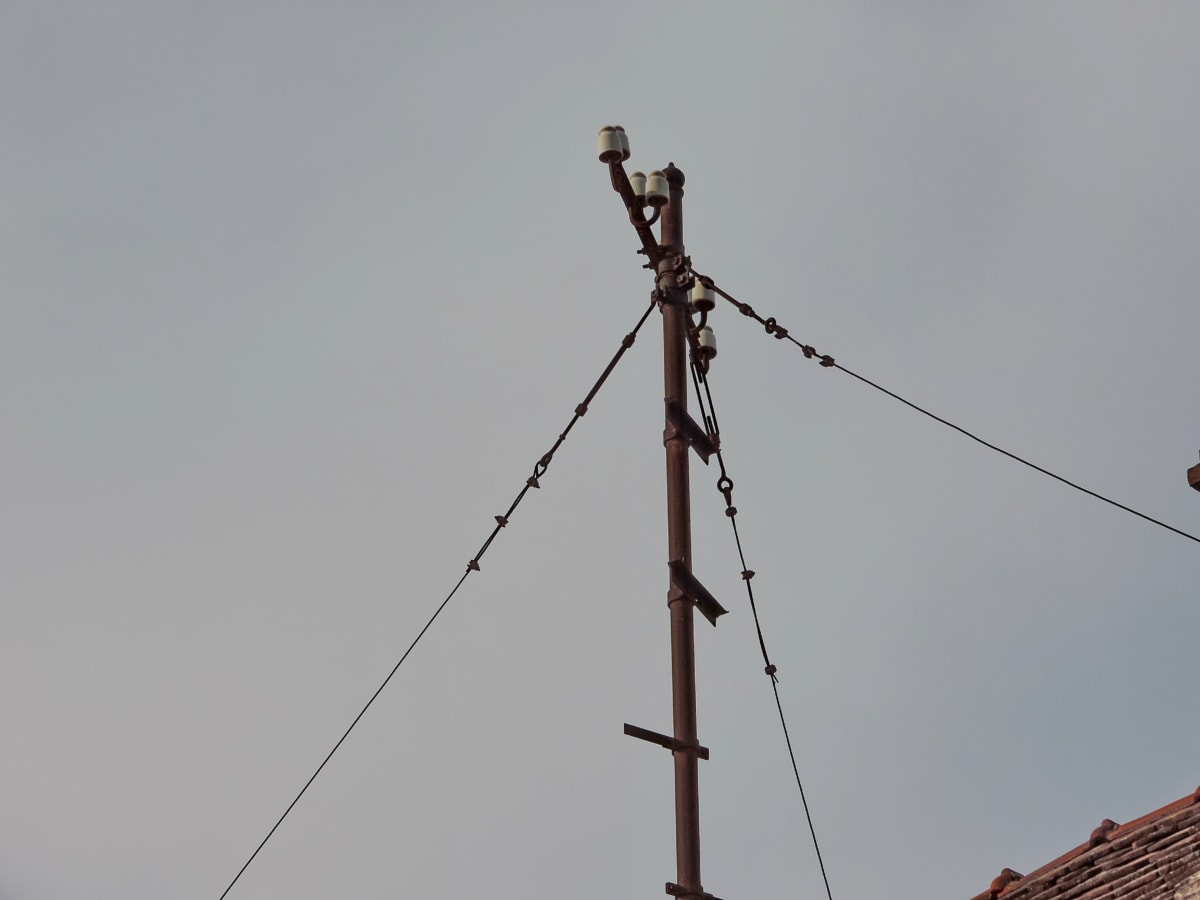 forlatt, elektrisitet, gamle, taket, energi, Pole, strøm, kabel
