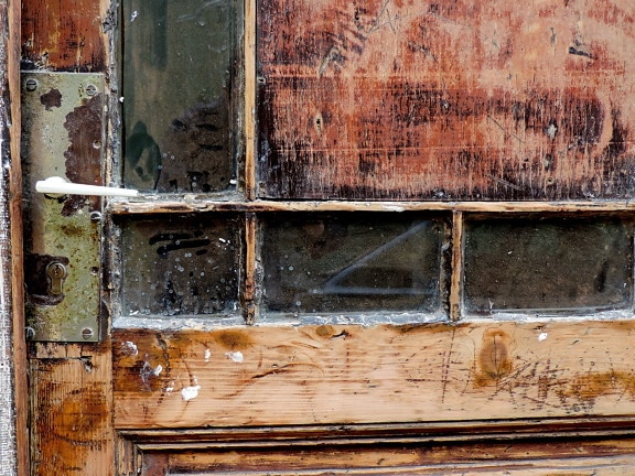 opustené, špinavé, predné dvere, staré, textúra, drevo, závora, Nástenné