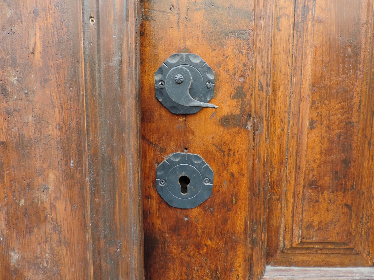 lubang kunci, dinding, kayu, tekstur, lama, kunci, kayu, pintu