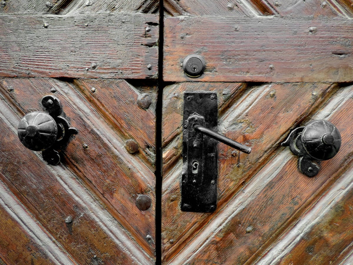 porta d'ingresso, casella, contenitore, legno, serratura, petto, porta, vecchio