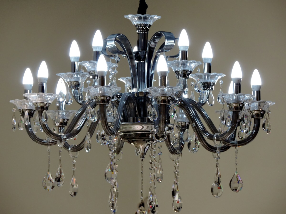 barokní, krystal, žárovka, luxusní, lustr, světlo svíček, vánoční, dekorace