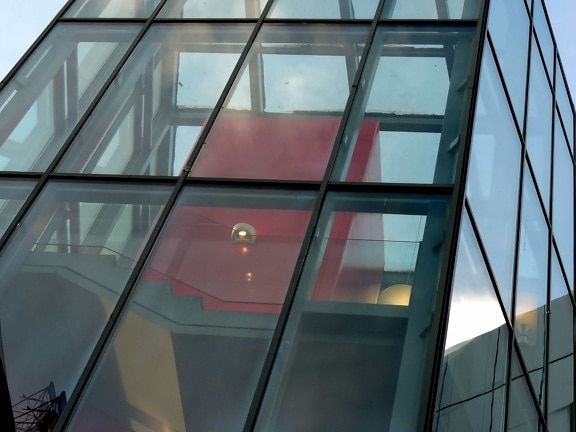 lamp, transparante, venster, moderne, het platform, reflectie, stedelijke, stad